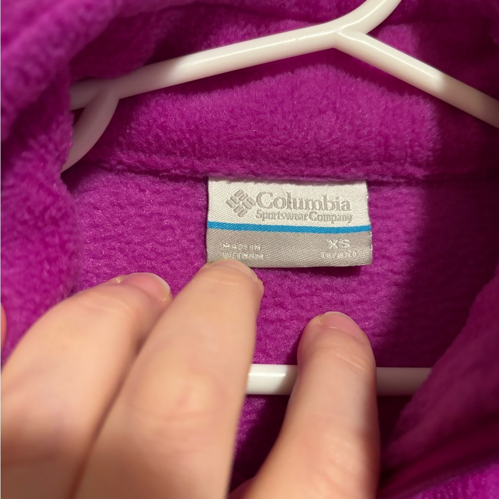 COLUMBIA Kids Magenta and Charcoal Grey Fleece Jacket Child’s Size Extra Small - Picture 5 of 6